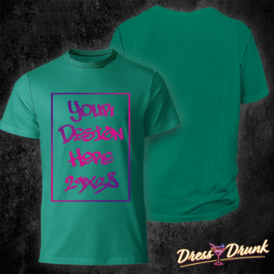 T-shirt unisex verde con stampa solo sul lato frontale, visualizzata su sfondo neutro per anteprima prodotto.